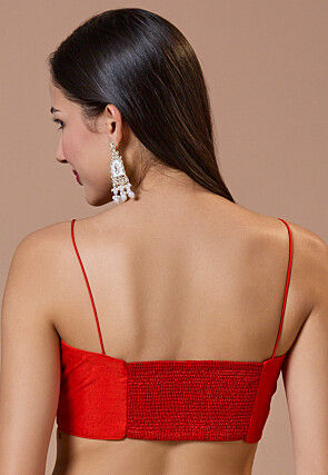 Solid Color Art Silk Blouse in Red