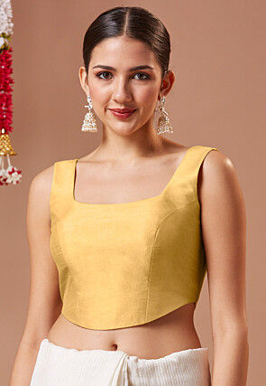 Solid Color Art Silk Corset Blouse in Beige
