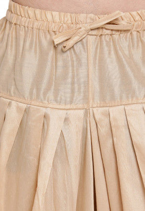 Solid Color Art Silk Dhoti Pant in Beige