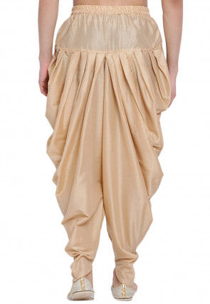 Solid Color Art Silk Dhoti Pant in Beige