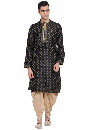 Solid Color Art Silk Dhoti Pant in Beige