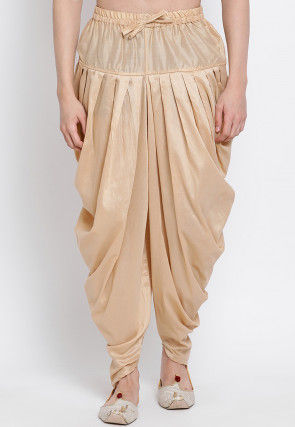 Solid Color Art Silk Dhoti Pant in Beige