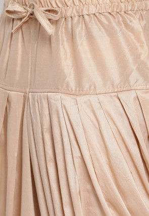 Solid Color Art Silk Dhoti Pant in Beige