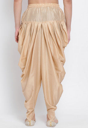 Solid Color Art Silk Dhoti Pant in Beige
