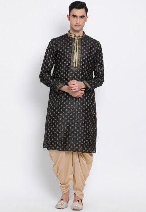 Solid Color Art Silk Dhoti Pant in Beige