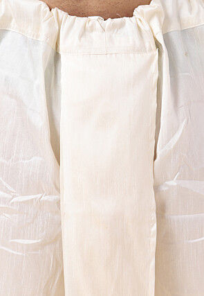 Solid Color Art Silk Dhoti Pant in Cream
