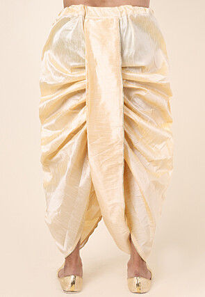 Solid Color Art Silk Dhoti Pant in Light Beige