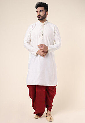 Solid Color Art Silk Dhoti Pant in Maroon