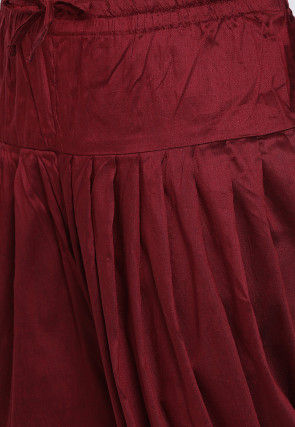 Solid Color Art Silk Dhoti Pant in Maroon