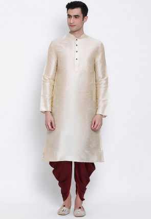 Solid Color Art Silk Dhoti Pant in Maroon