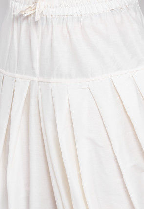 Solid Color Art Silk Dhoti Pant in Off White