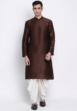 Solid Color Art Silk Dhoti Pant in Off White