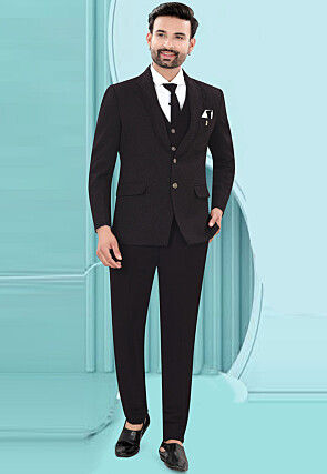 Solid Color Art Silk Jacquard Tuxedo in Wine