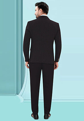 Solid Color Art Silk Jacquard Tuxedo in Wine