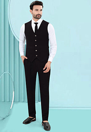 Solid Color Art Silk Jacquard Tuxedo in Wine