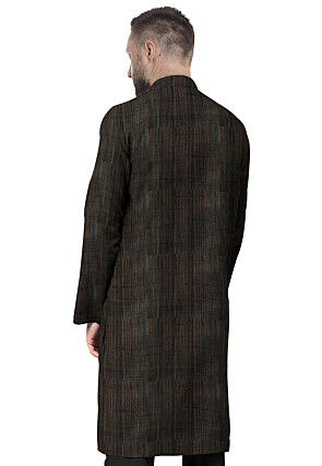 Solid Color Art Silk Kurta in Black