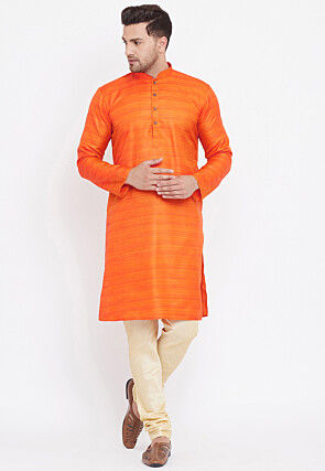 Men s Orange Kurta Pajama Buy Latest Men s Ethnic Wear Online Utsav Fashion