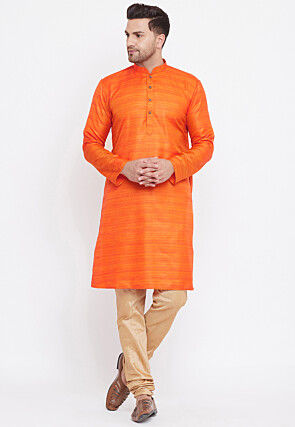 Men s Orange Kurta Pajama Buy Latest Men s Ethnic Wear Online Utsav Fashion