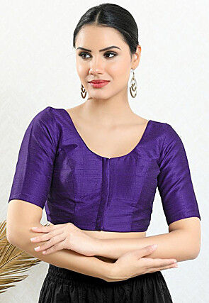 Solid Color Art Silk Blouse in Purple