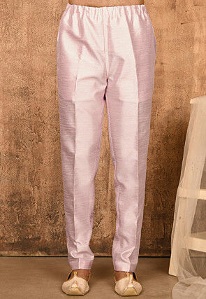 Solid Color Art Silk Pajama in Pink