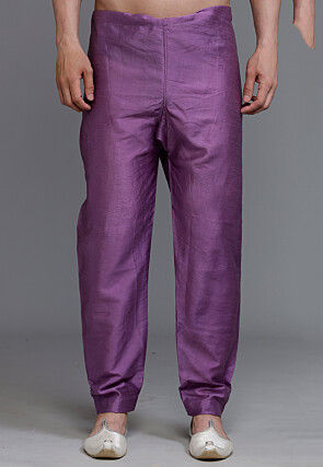 Solid Color Art Silk Pajama in Purple