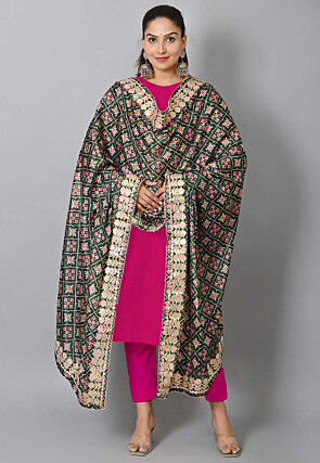 Solid Color Art Silk Pakistani Suit in Pink