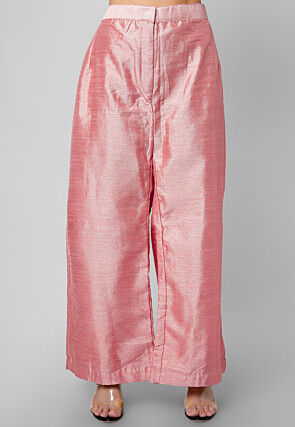 Solid Color Art Silk Palazzo in Baby Pink