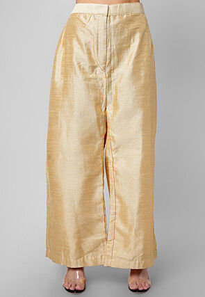 Solid Color Art Silk Palazzo in Beige