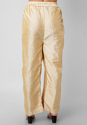 Solid Color Art Silk Palazzo in Beige