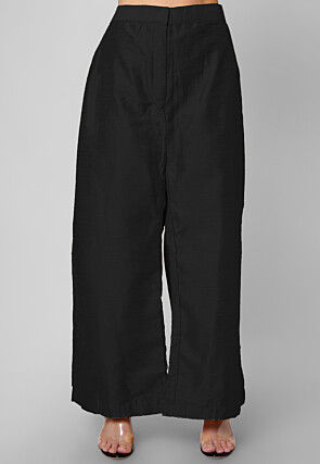 Solid Color Art Silk Palazzo in Black