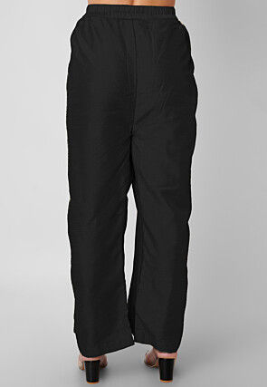 Solid Color Art Silk Palazzo in Black