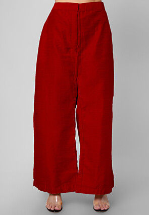 Solid Color Art Silk Palazzo in Red