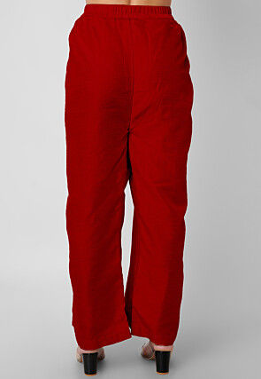 Solid Color Art Silk Palazzo in Red