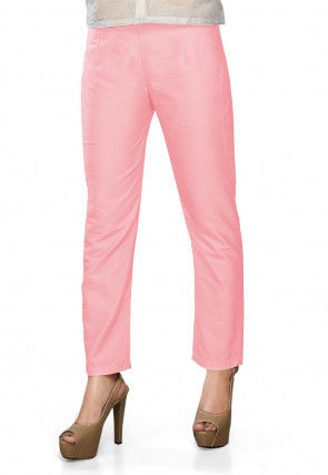Solid Color Art Silk Pant in Baby Pink