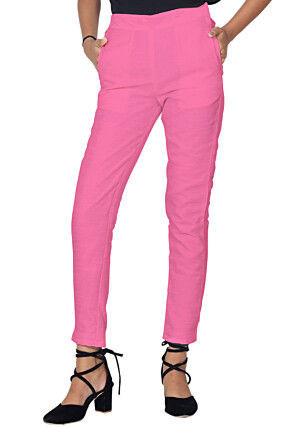 Solid Color Art Silk Pant in Pink