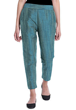 Solid Color Art Silk Pant in Teal Blue