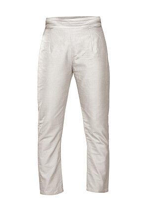 Solid Color Art Silk Pant in White