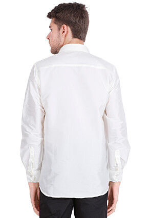 Solid Color Art Silk Shirt in Off White