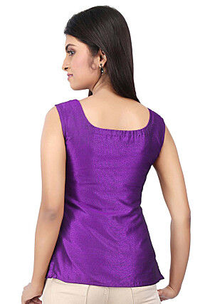 Solid Color Art Silk Top in Purple