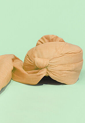 Solid Color Chanderi Cotton Kids Turban in Beige