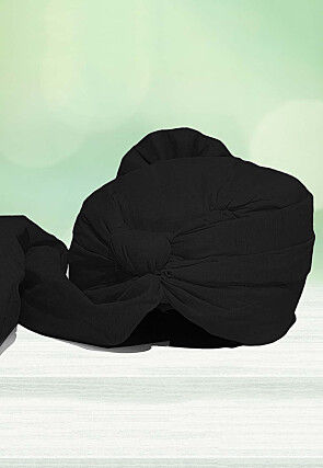 Solid Color Chanderi Cotton Kids Turban in Black