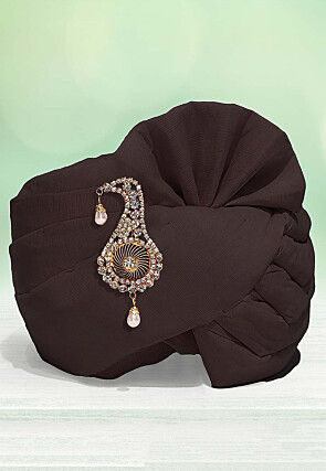 Solid Color Chanderi Cotton Kids Turban in Brown