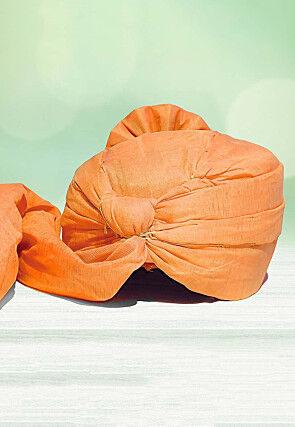 Solid Color Chanderi Cotton Kids Turban in Light Orange