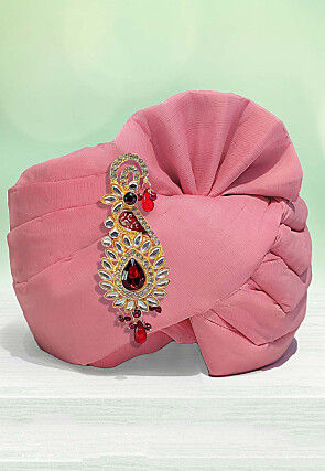 Solid Color Chanderi Cotton Kids Turban in Light Pink