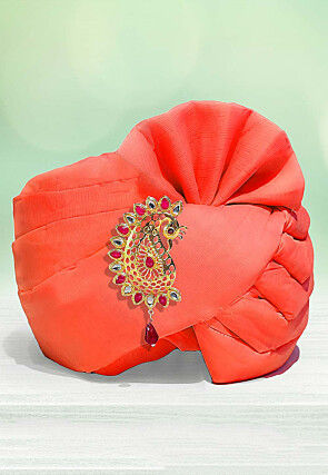 Solid Color Chanderi Cotton Kids Turban in Orange