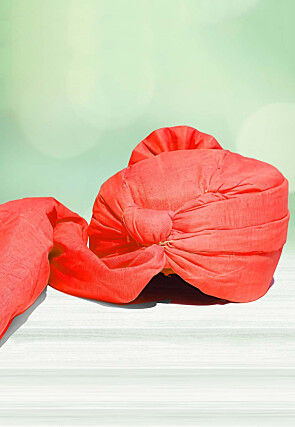 Solid Color Chanderi Cotton Kids Turban in Orange