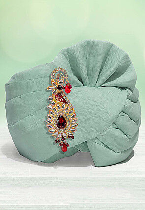 Solid Color Chanderi Cotton Kids Turban in Pastel Green