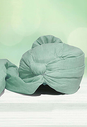 Solid Color Chanderi Cotton Kids Turban in Pastel Green