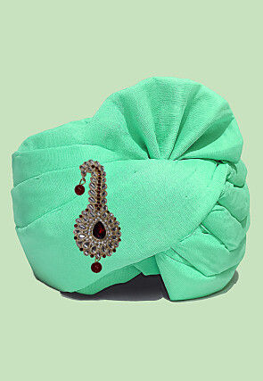 Solid Color Chanderi Cotton Kids Turban in Sea Green