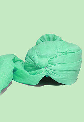 Solid Color Chanderi Cotton Kids Turban in Sea Green